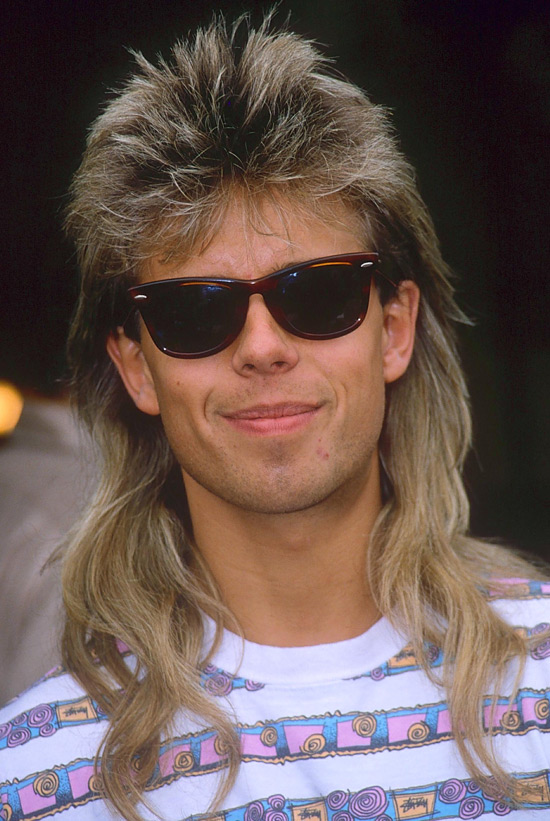 Pat Sharp wearing a mullet in the 80s